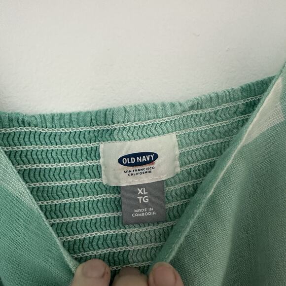 Old Navy Womens XL Aqua Green Cotton Smocked Lined Dress Casual Picnic Plaid - Picture 2 of 4